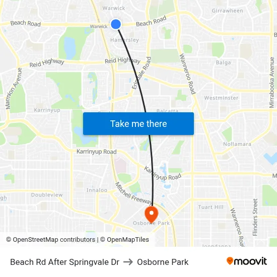 Beach Rd After Springvale Dr to Osborne Park map