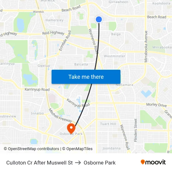 Culloton Cr After Muswell St to Osborne Park map