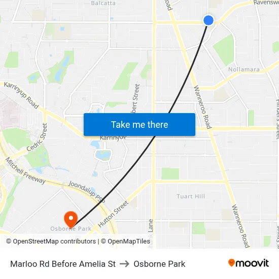 Marloo Rd Before Amelia St to Osborne Park map