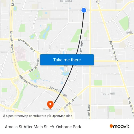 Amelia St After Main St to Osborne Park map