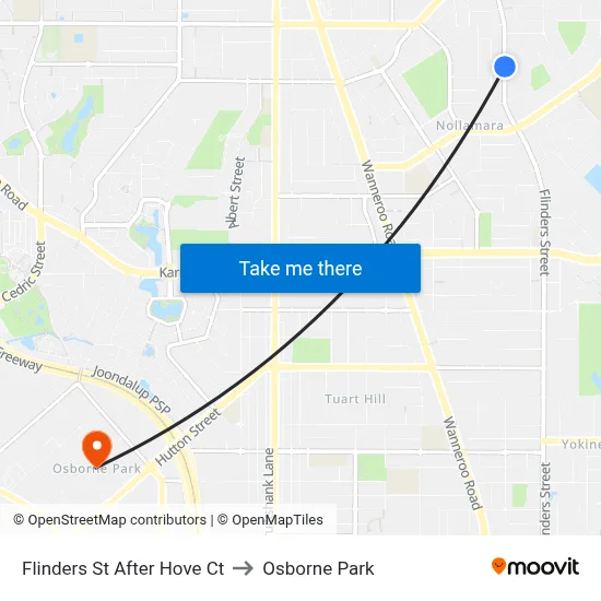 Flinders St After Hove Ct to Osborne Park map