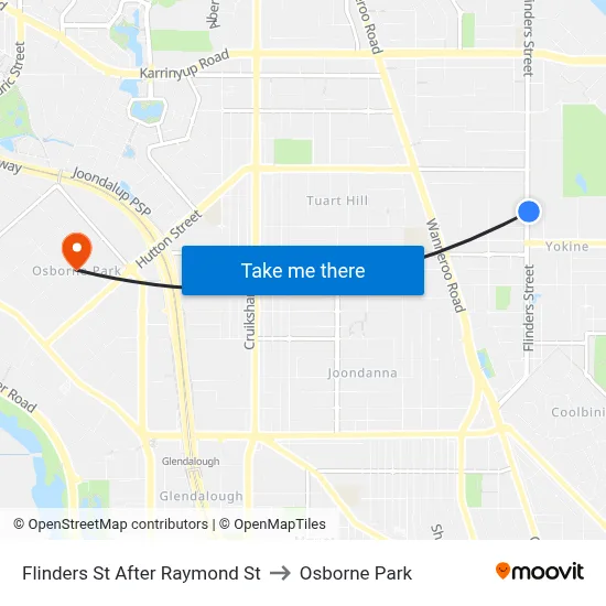 Flinders St After Raymond St to Osborne Park map