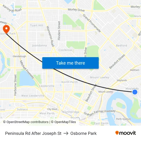 Peninsula Rd After Joseph St to Osborne Park map