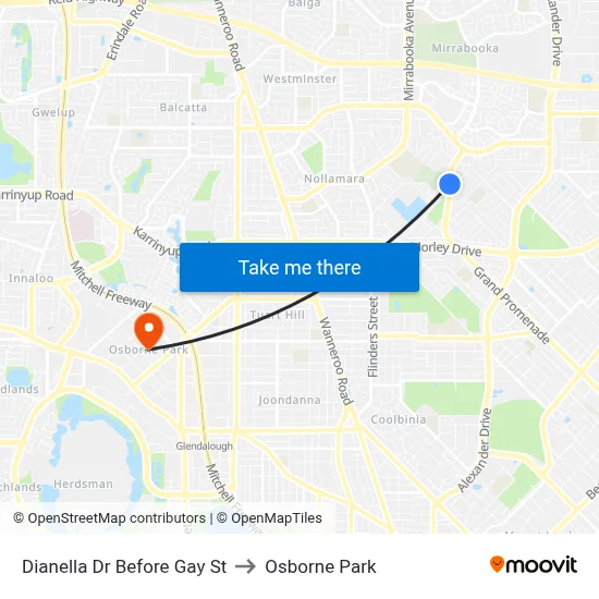 Dianella Dr Before Gay St to Osborne Park map