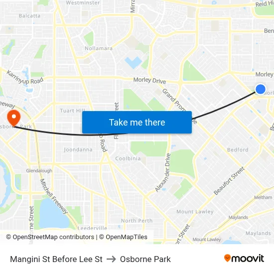 Mangini St Before Lee St to Osborne Park map