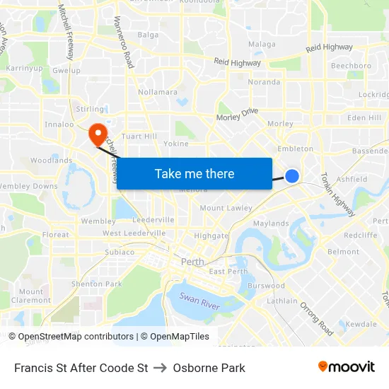 Francis St After Coode St to Osborne Park map