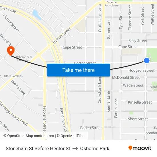 Stoneham St Before Hector St to Osborne Park map
