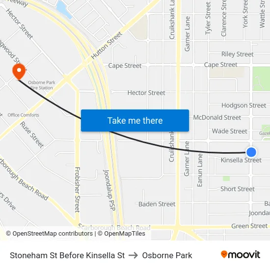 Stoneham St Before Kinsella St to Osborne Park map