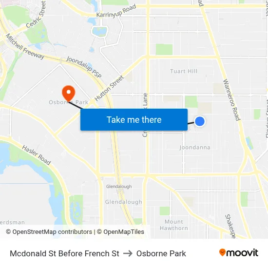Mcdonald St Before French St to Osborne Park map