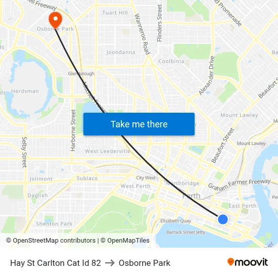 Hay St Carlton Cat Id 82 to Osborne Park map