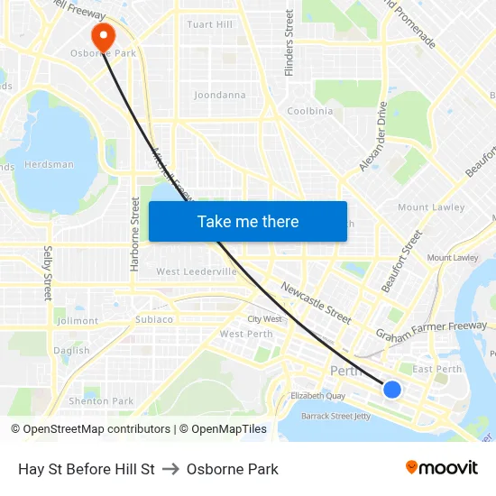 Hay St Before Hill St to Osborne Park map