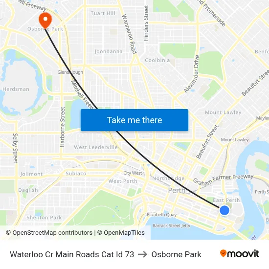 Waterloo Cr Main Roads Cat Id 73 to Osborne Park map