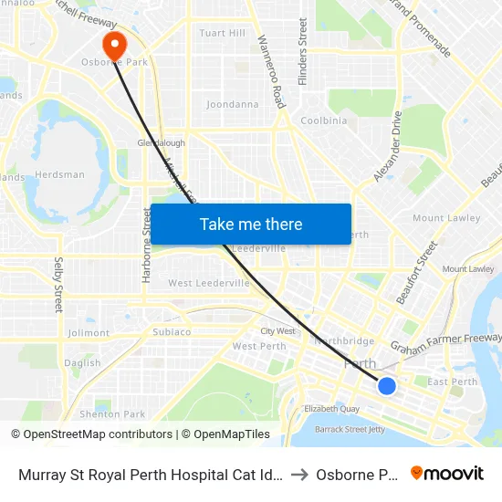 Murray St Royal Perth Hospital Cat Id 101 to Osborne Park map