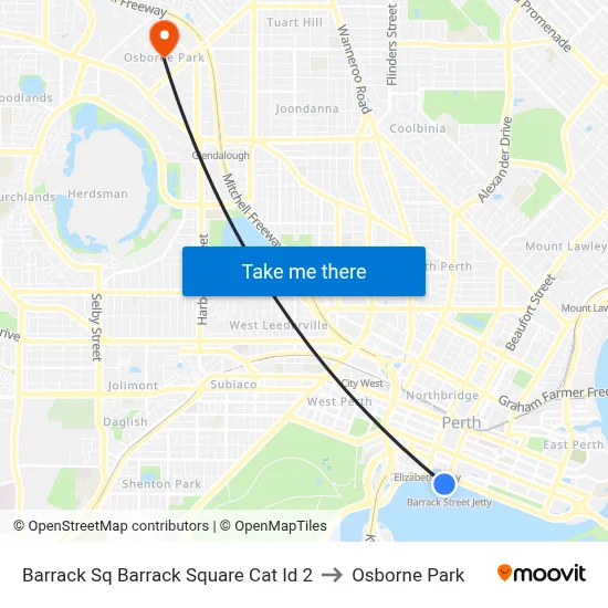 Barrack Sq Barrack Square Cat Id 2 to Osborne Park map