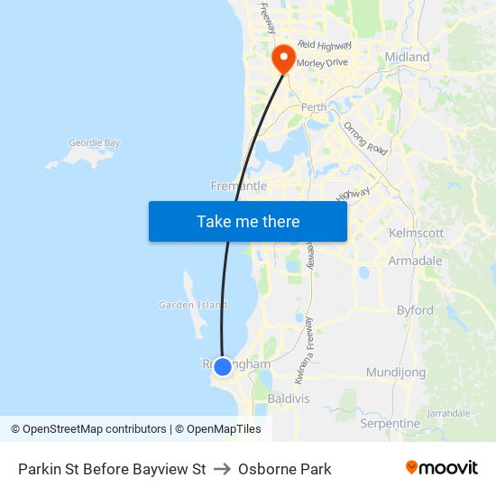 Parkin St Before Bayview St to Osborne Park map