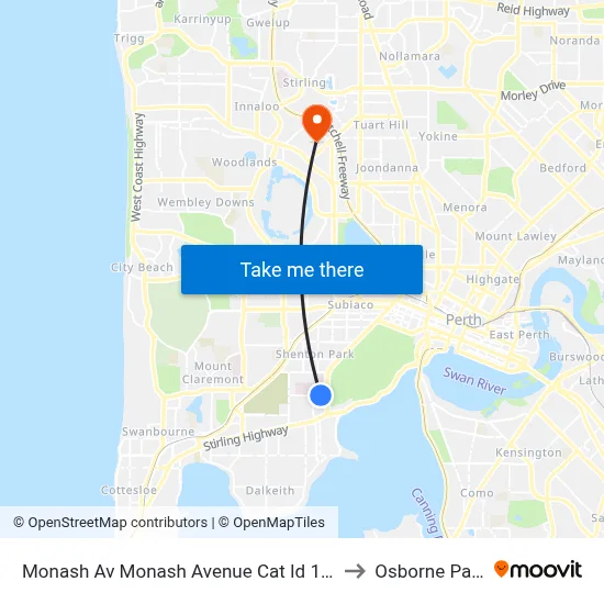 Monash Av Monash Avenue Cat Id 131 to Osborne Park map