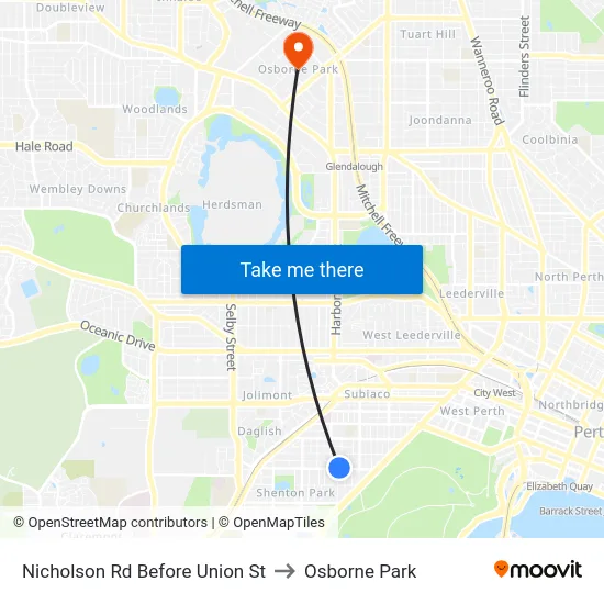 Nicholson Rd Before Union St to Osborne Park map