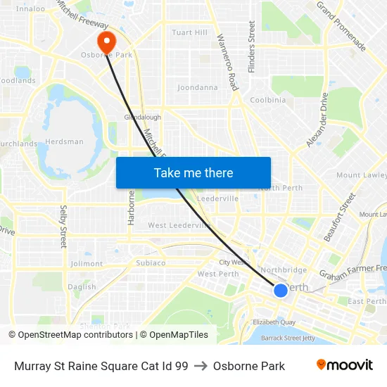 Murray St Raine Square Cat Id 99 to Osborne Park map