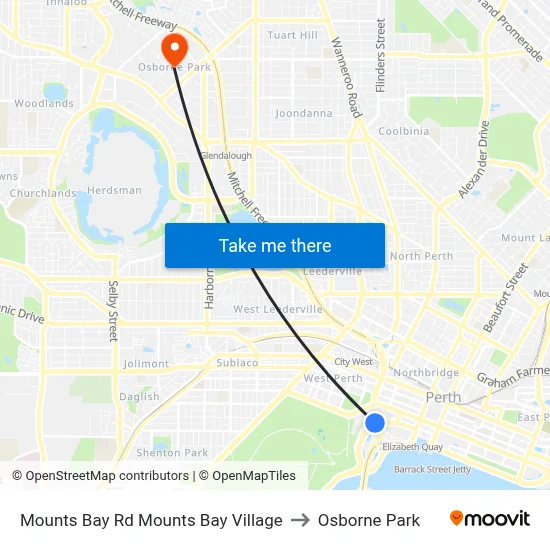 Mounts Bay Rd Mounts Bay Village to Osborne Park map