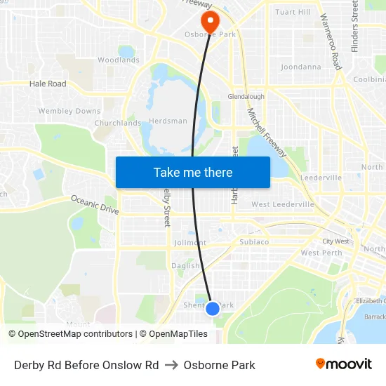 Derby Rd Before Onslow Rd to Osborne Park map
