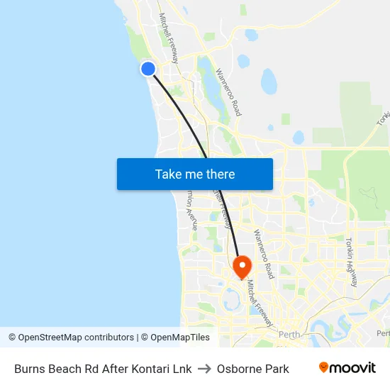 Burns Beach Rd After Kontari Lnk to Osborne Park map