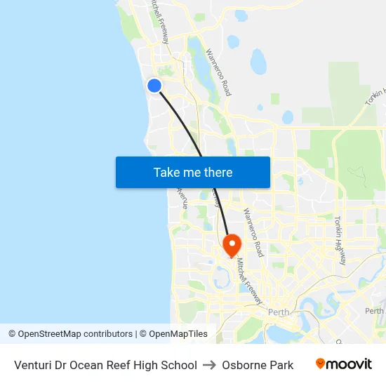 Venturi Dr Ocean Reef High School to Osborne Park map
