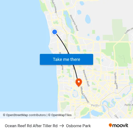 Ocean Reef Rd After Tiller Rd to Osborne Park map