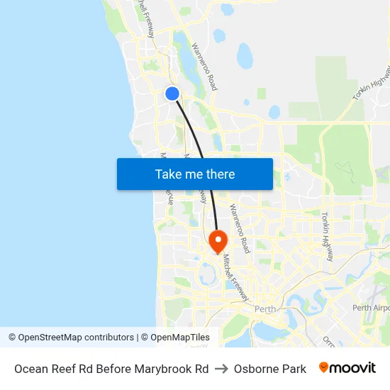 Ocean Reef Rd Before Marybrook Rd to Osborne Park map