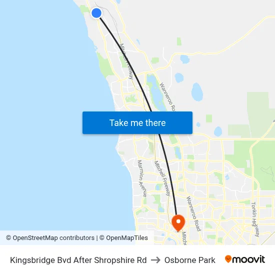 Kingsbridge Bvd After Shropshire Rd to Osborne Park map