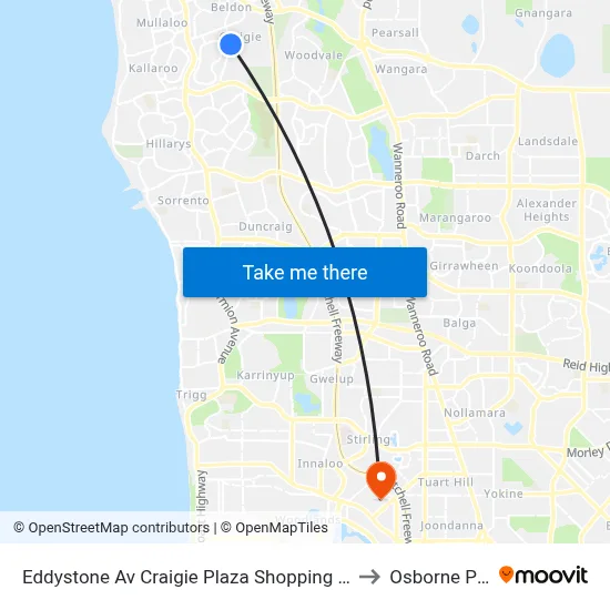 Eddystone Av Craigie Plaza Shopping Centre to Osborne Park map