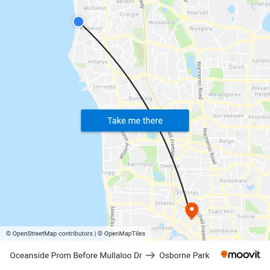 Oceanside Prom Before Mullaloo Dr to Osborne Park map