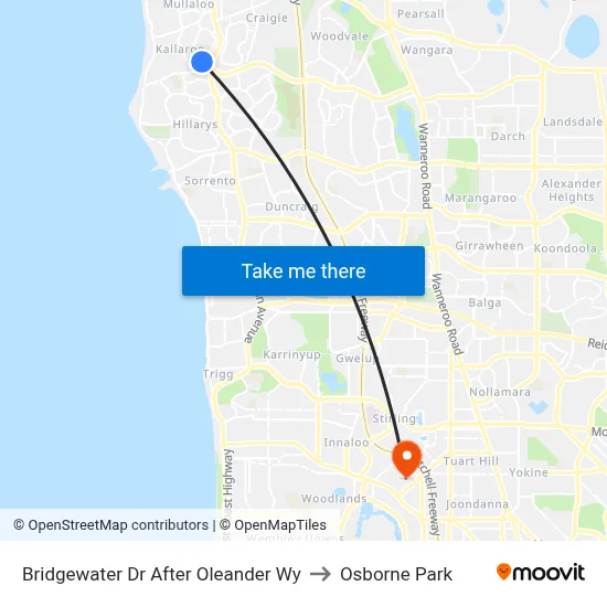 Bridgewater Dr After Oleander Wy to Osborne Park map