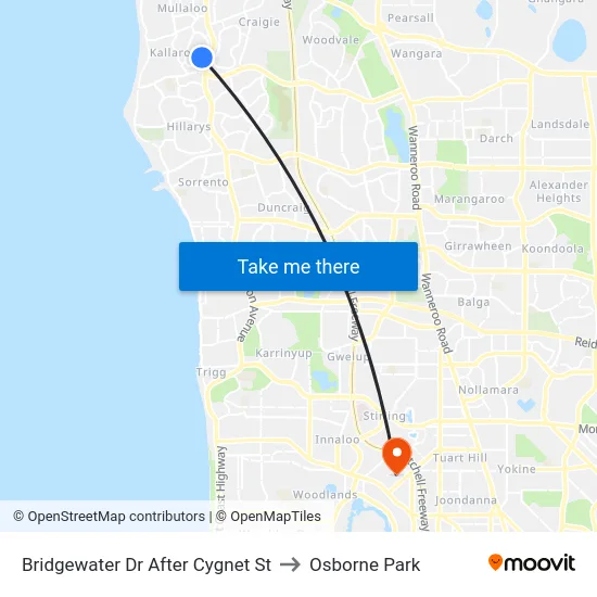 Bridgewater Dr After Cygnet St to Osborne Park map