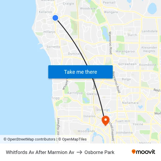 Whitfords Av After Marmion Av to Osborne Park map