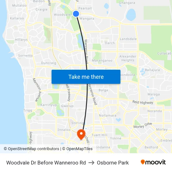 Woodvale Dr Before Wanneroo Rd to Osborne Park map