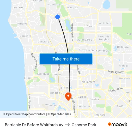 Barridale Dr Before Whitfords Av to Osborne Park map