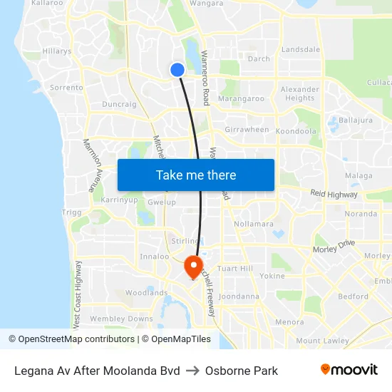 Legana Av After Moolanda Bvd to Osborne Park map