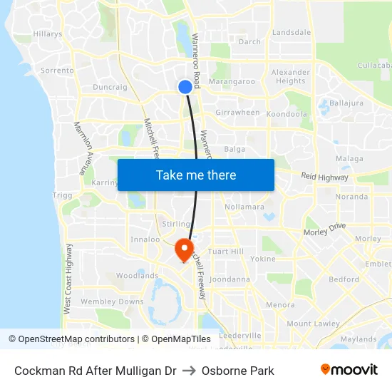 Cockman Rd After Mulligan Dr to Osborne Park map