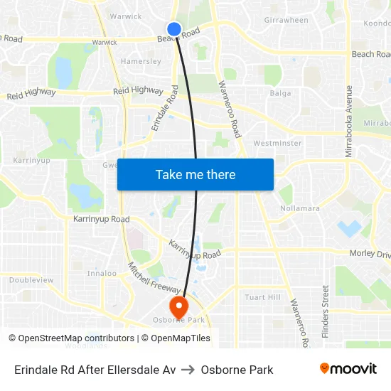 Erindale Rd After Ellersdale Av to Osborne Park map