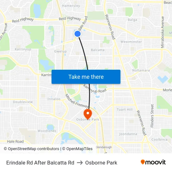 Erindale Rd After Balcatta Rd to Osborne Park map