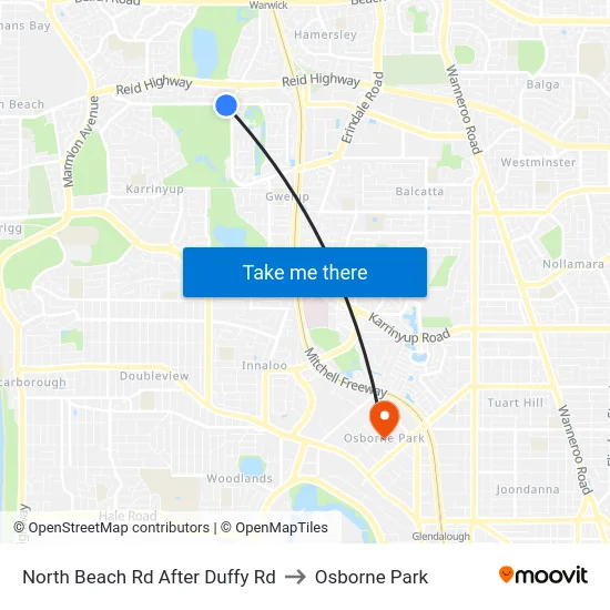North Beach Rd After Duffy Rd to Osborne Park map