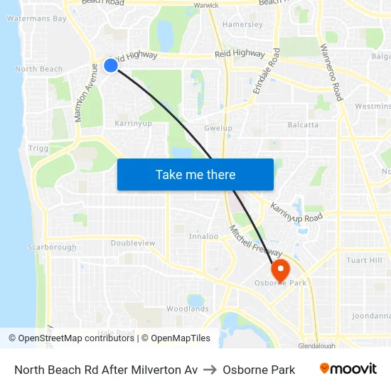 North Beach Rd After Milverton Av to Osborne Park map