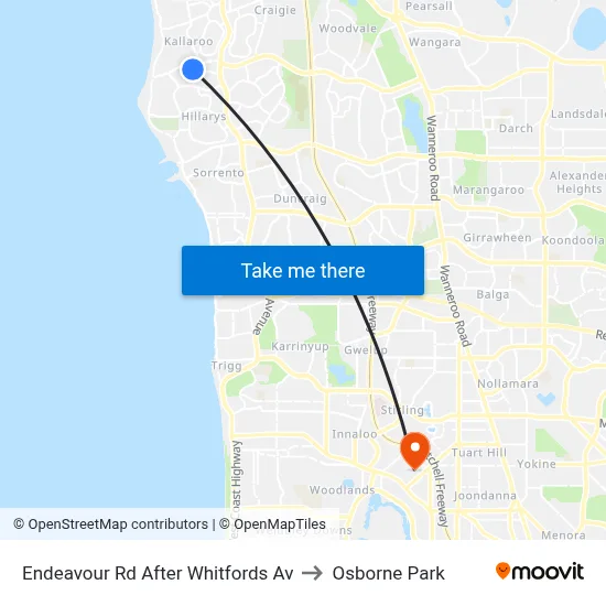 Endeavour Rd After Whitfords Av to Osborne Park map