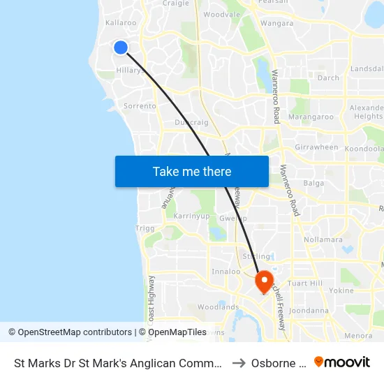 St Marks Dr St Mark's Anglican Community School to Osborne Park map