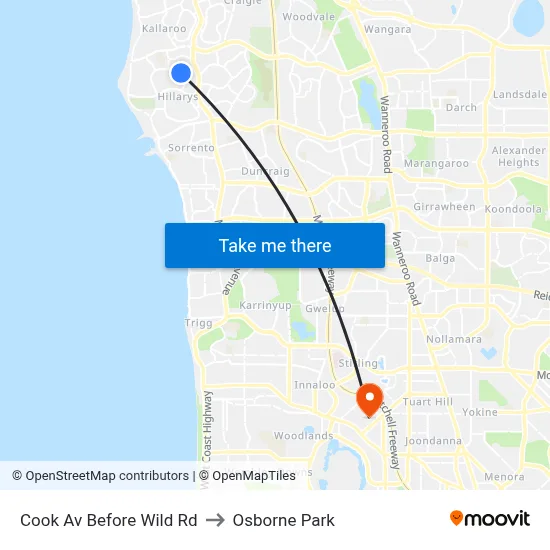 Cook Av Before Wild Rd to Osborne Park map