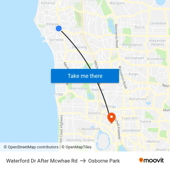 Waterford Dr After Mcwhae Rd to Osborne Park map