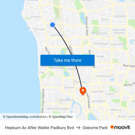 Hepburn Av After Walter Padbury Bvd to Osborne Park map