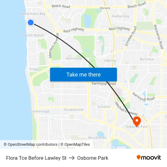 Flora Tce Before Lawley St to Osborne Park map