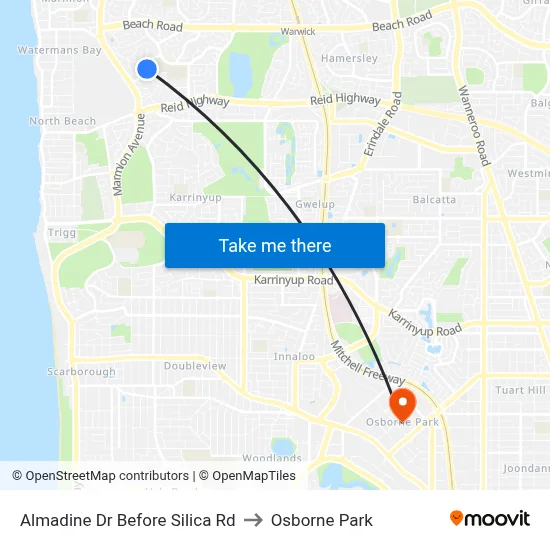 Almadine Dr Before Silica Rd to Osborne Park map