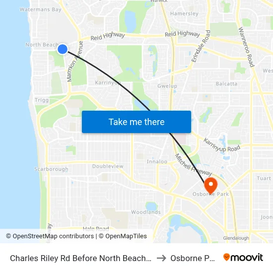 Charles Riley Rd Before North Beach Rd to Osborne Park map